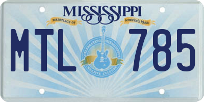 MS license plate MTL785