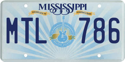 MS license plate MTL786