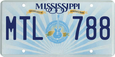 MS license plate MTL788