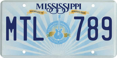 MS license plate MTL789