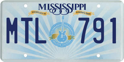 MS license plate MTL791