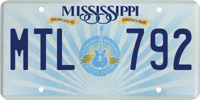 MS license plate MTL792