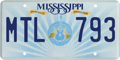 MS license plate MTL793