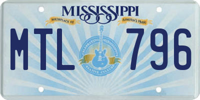 MS license plate MTL796