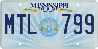 MS license plate MTL799