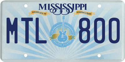 MS license plate MTL800