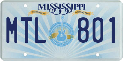 MS license plate MTL801