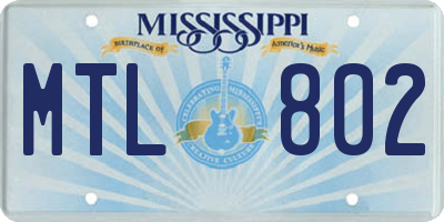 MS license plate MTL802