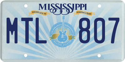 MS license plate MTL807