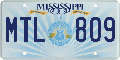 MS license plate MTL809