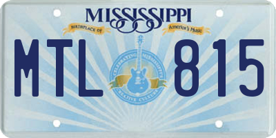 MS license plate MTL815