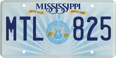 MS license plate MTL825