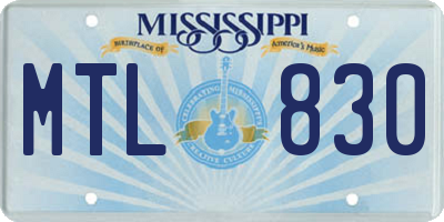 MS license plate MTL830