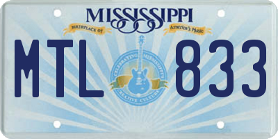 MS license plate MTL833