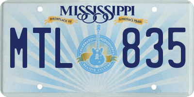 MS license plate MTL835