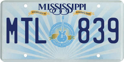 MS license plate MTL839