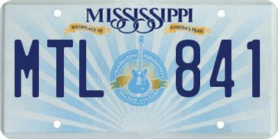 MS license plate MTL841