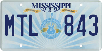MS license plate MTL843