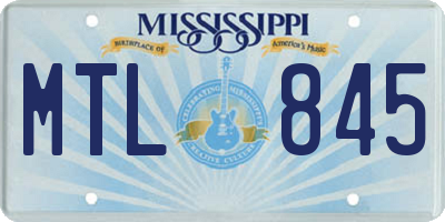MS license plate MTL845