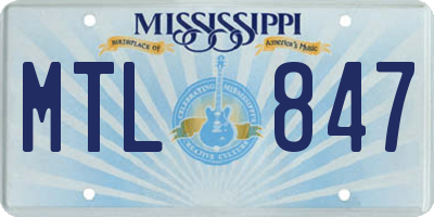MS license plate MTL847