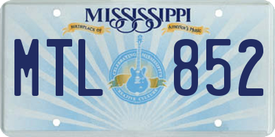 MS license plate MTL852