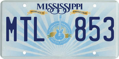 MS license plate MTL853