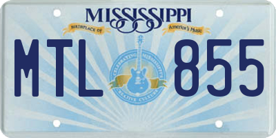 MS license plate MTL855