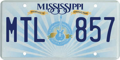 MS license plate MTL857