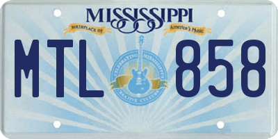 MS license plate MTL858