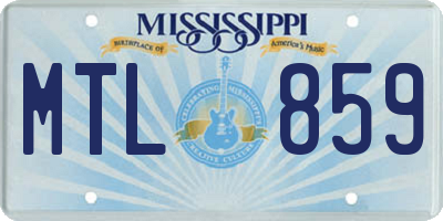 MS license plate MTL859