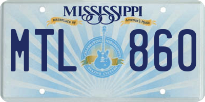 MS license plate MTL860
