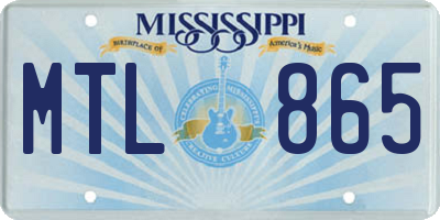 MS license plate MTL865