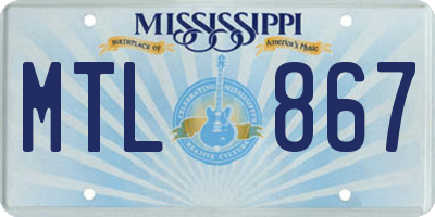 MS license plate MTL867