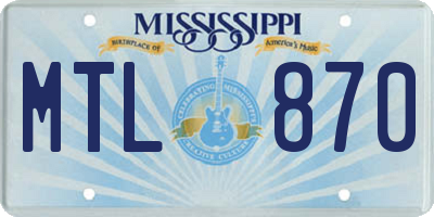 MS license plate MTL870