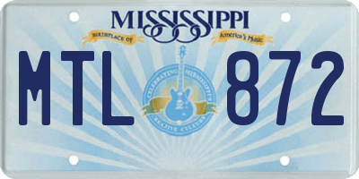 MS license plate MTL872