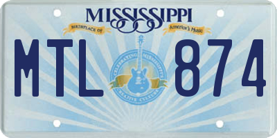 MS license plate MTL874