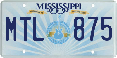 MS license plate MTL875