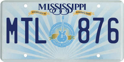 MS license plate MTL876