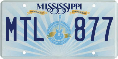 MS license plate MTL877