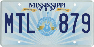 MS license plate MTL879
