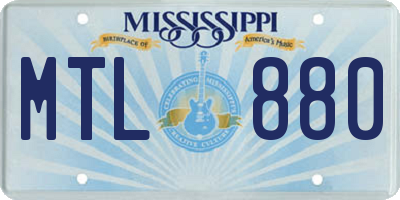 MS license plate MTL880