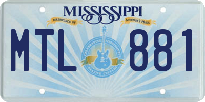 MS license plate MTL881