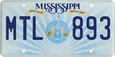MS license plate MTL893