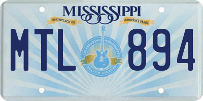MS license plate MTL894