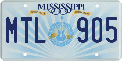 MS license plate MTL905