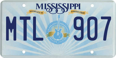 MS license plate MTL907