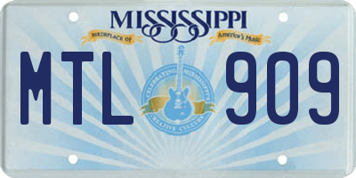 MS license plate MTL909