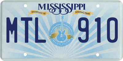 MS license plate MTL910