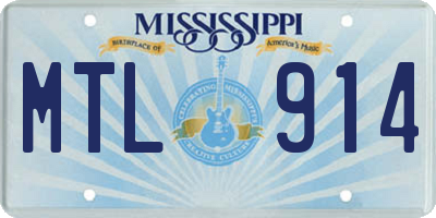 MS license plate MTL914