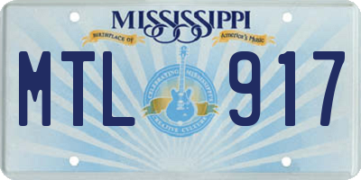 MS license plate MTL917